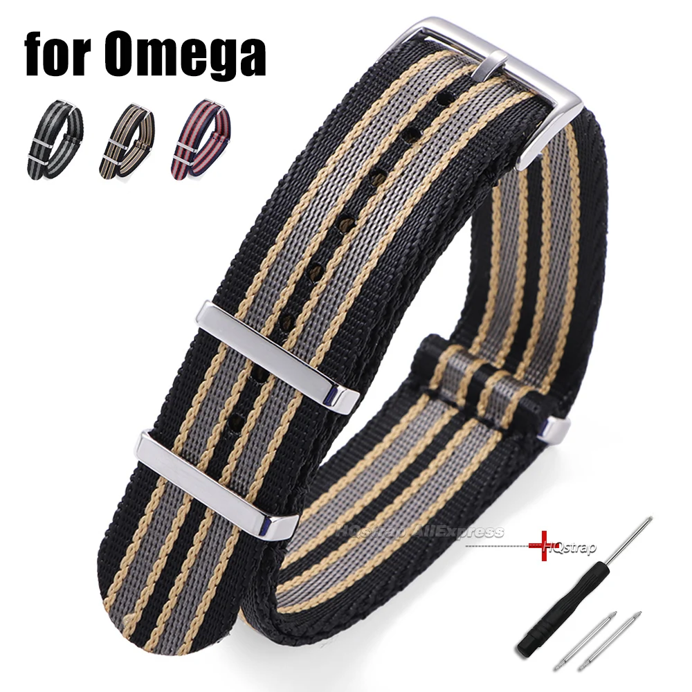 Bracelet en Nylon de 20mm pour Seiko pour Omega Seamaster 300 007, Bracelet de remplacement en toile pour hommes et femmes, accessoires universels pour montre