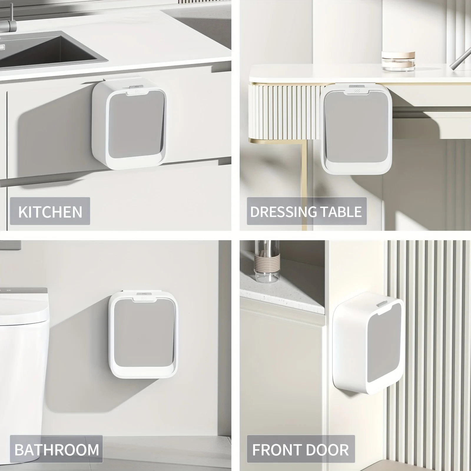Motion Sensor Wall-Mounted Trash Can - Smart Kitchen Waste Bin with Lid for Cabinet Door