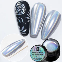 BOZLIN 5ml Super Laser Metallic Painting Gel Nail Polish Chrome Holographics Mirror Metal Effect Draw Flower Holos Nail Gel