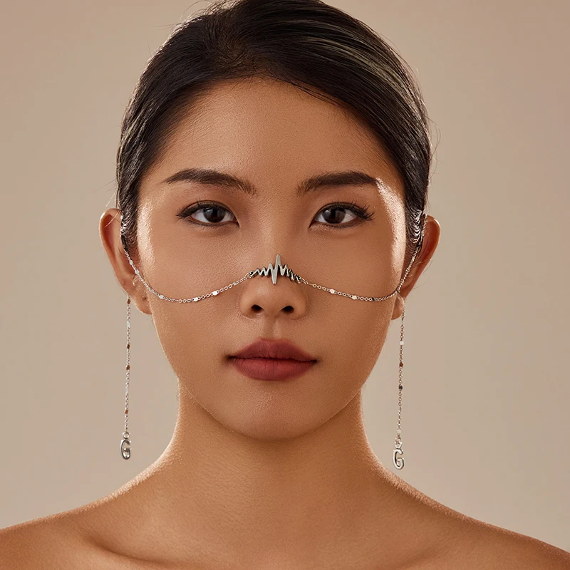 Fashion Pearl Chain Face Ornaments Women in Europe and America Ins Face Ornaments Dance Party Decorative Mask