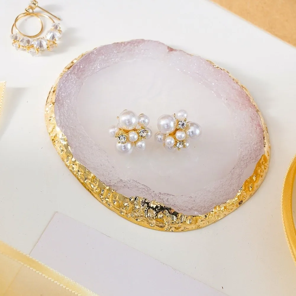 

Подставка для украшений из смолы для женщин, с узором под агат, креативный держатель для серег, изысканный уникальный декоративный поднос для колец, реквизит для фотосъемки