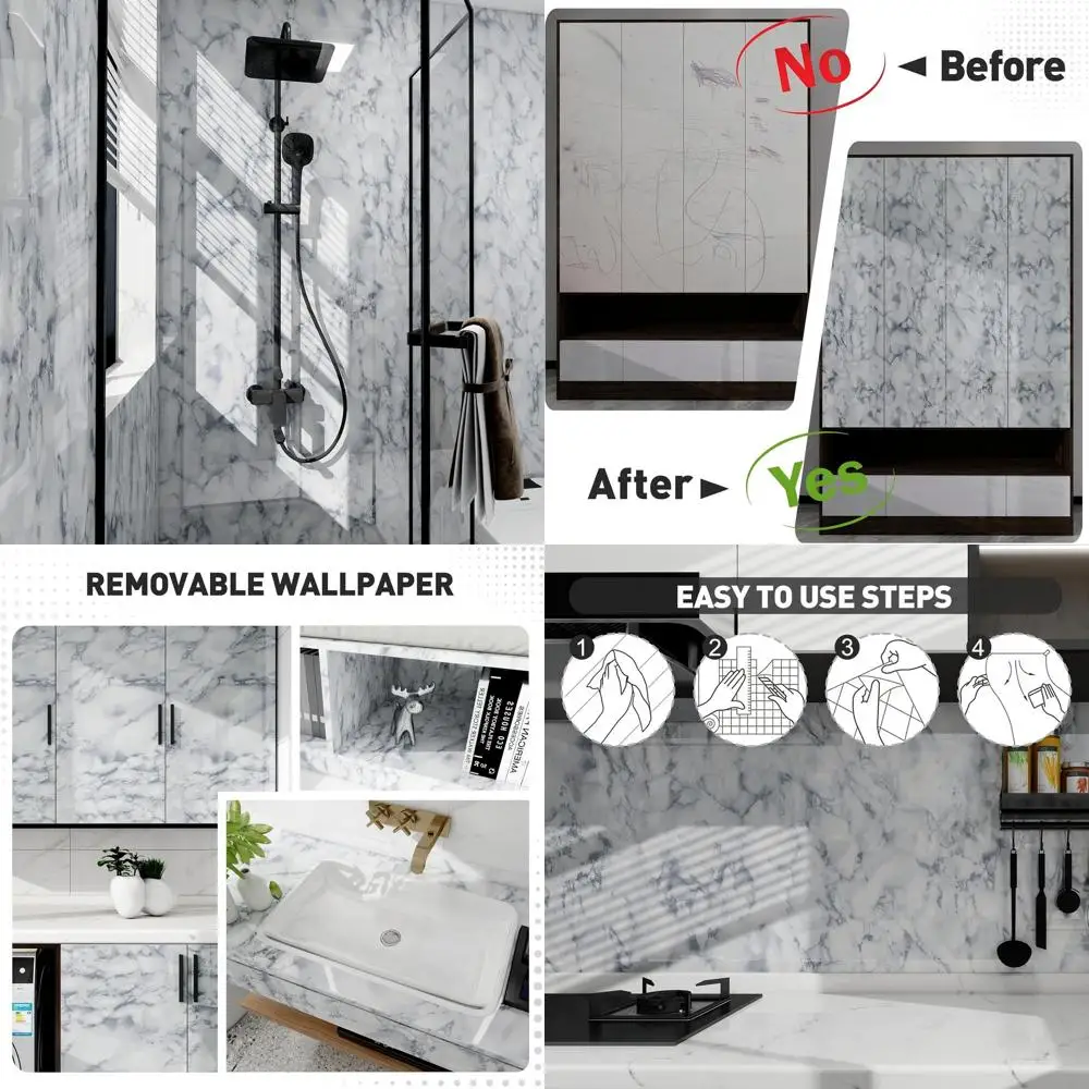 

Глянцевая водостойкая самоклеящаяся пленка под мрамор, съемная, для кухонных, гостиных и ванных шкафов, 23.6x480