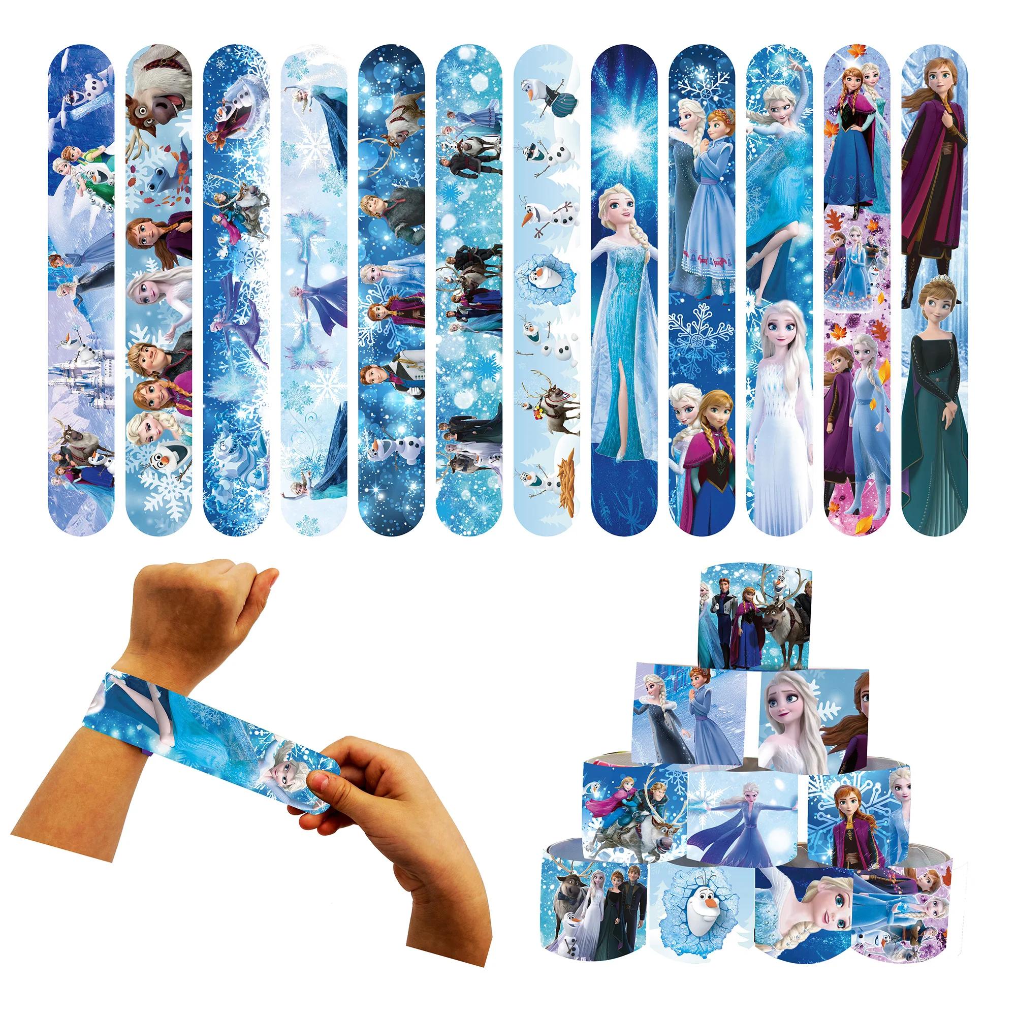 Frozen Party Favor Slap Bracelets Silicone Wristbands Anna Elsa Princess Birthday Party Gifts Goodie Bag Stuffers Fillers