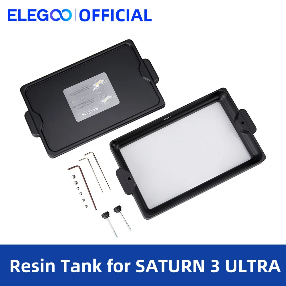 ELEGOO Metal Resin Tank for SATURN 3 ULTRA MSLA 3D Printer Resin Vat with ACF Release Liner Pre-Installed and 3 Allen Wrench