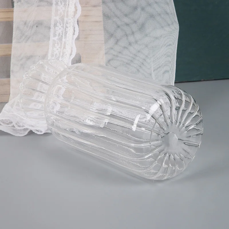 Glass Vase Transparent Hydroponic Striped Vase Small Fresh Dried Flowers Fresh Flowers Table Decoration Flower Arrangement Vase