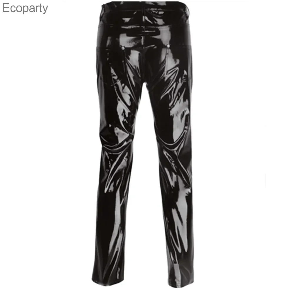 

Hot Mens Club Pole Dance Latex Leggings Shiny Latex Trousers Pants Faux Leather Riding Waterproof Motor Biker Male Street Pants