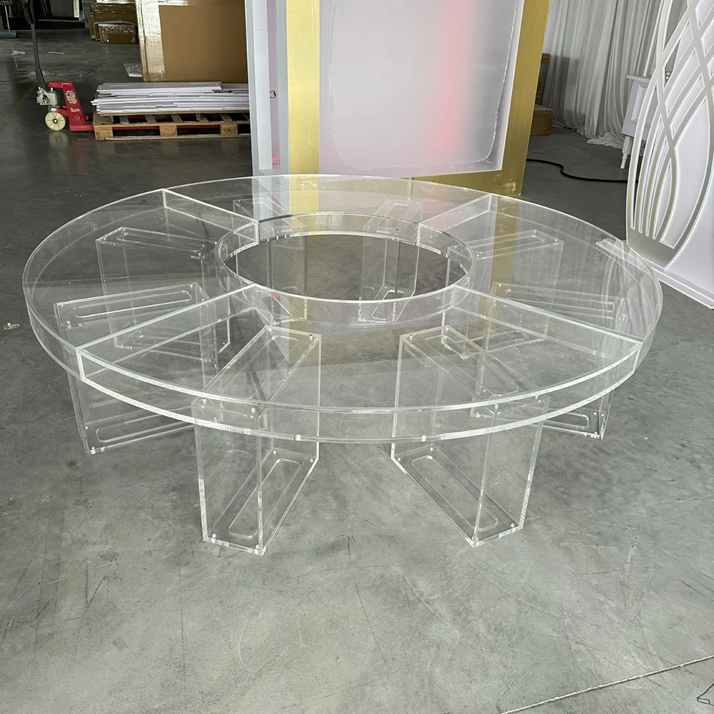 

Hot Sale Clear Transparent Acrylic Round Dining Table for Wedding