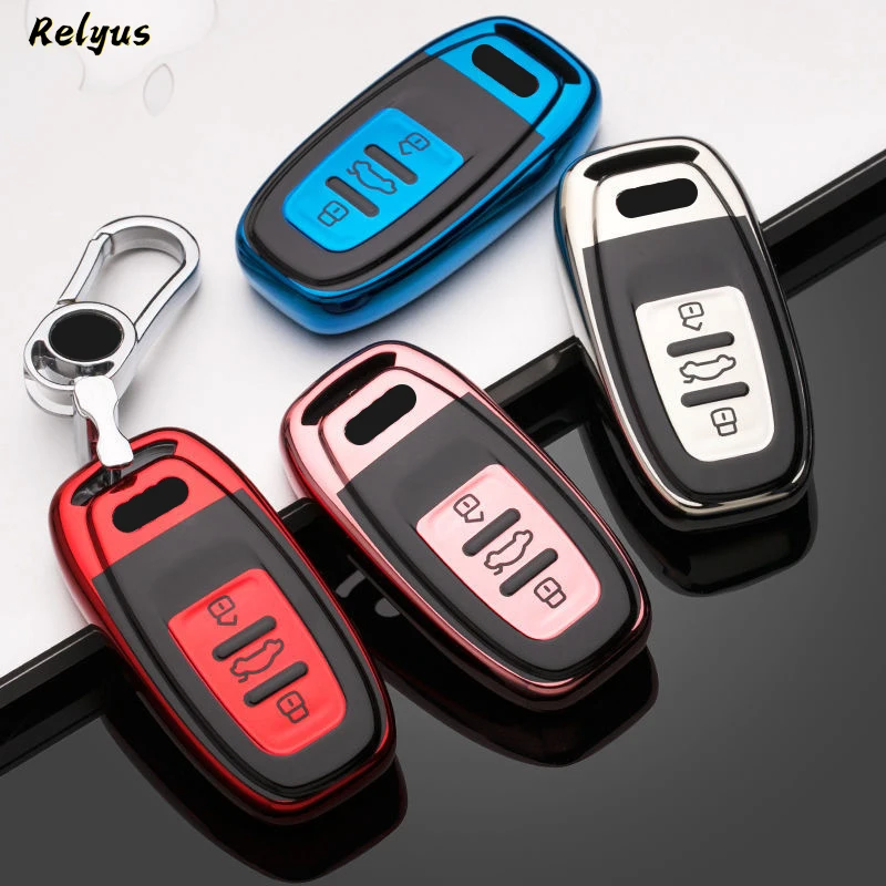 

TPU Soft Car Remote Key Case Cover Shell For AUDI A4 B9 Q5 Q7 TT TTS 8S 2016 2017 Holder Keyless Protcetor Fob Accessories