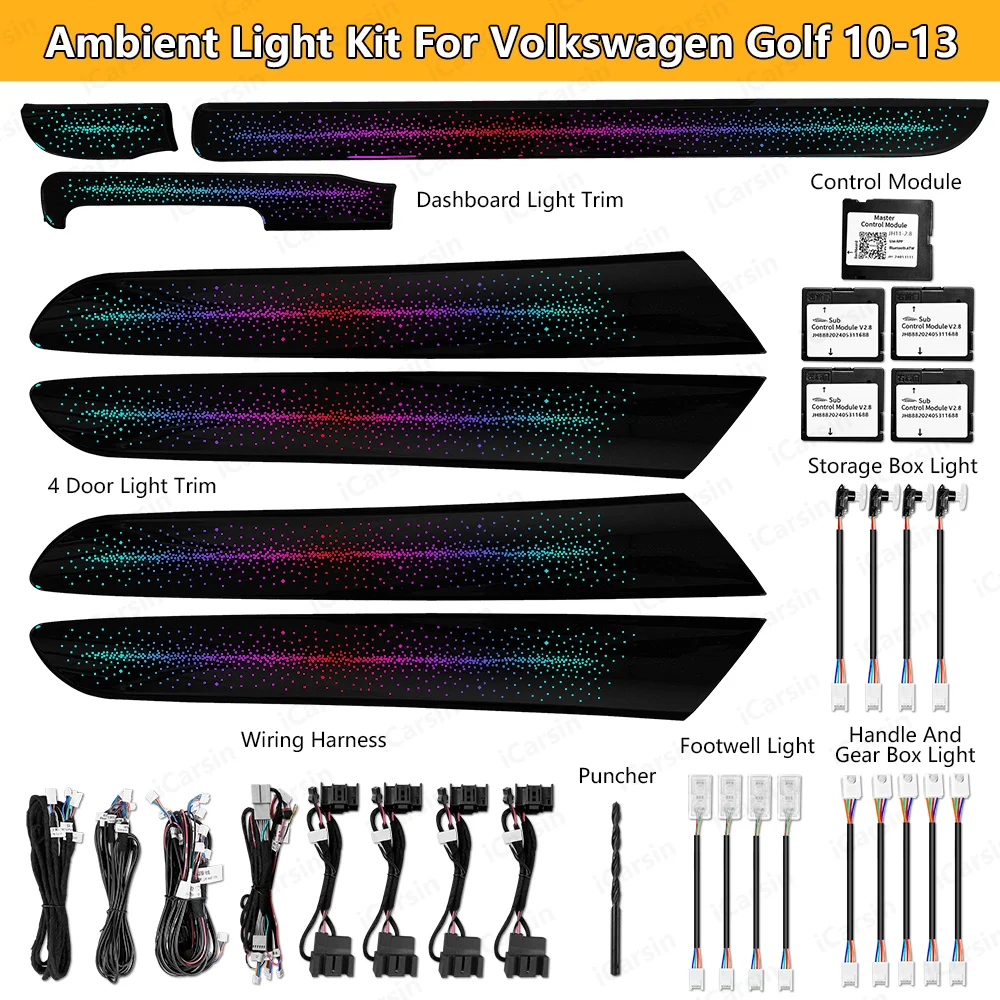 Icarsin Golf 6 Starry Ambient Light For Volkswagen Golf Mk6 2008-2013 Interior LED Lighting Upgrade Accessories