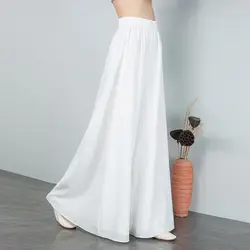 Fashion Women Oversized White Chiffon Pants Summer Thin Korean Casual High Waist Elastic Band Loose Solid Wide Leg Trousers 2023
