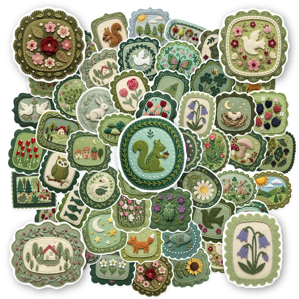 10/30/50pcs Kawaii Cartoon Animal Flowers Embroidery Pattern Stickers Aesthetic Graffiti Notebook Phone Guitar Cute Art Sticker