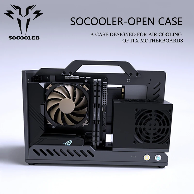 Socooler Open Computer Case ITX Portable Rack Case Open Frame Diy Gaming Computer Case Mini ITX case Aviation Aluminum SFX G1