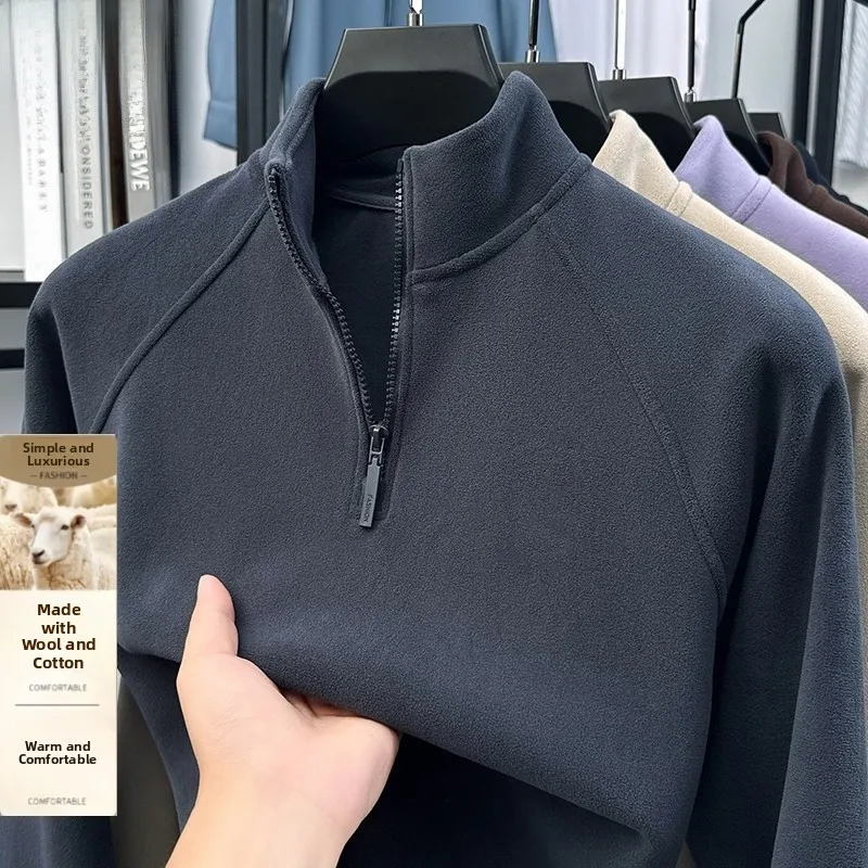 

Мужской шерстяной свитер-худи Pierre Cardin с утолщенным воротником-стойкой на молнии, теплый, повседневный, модный, осенне-зимний