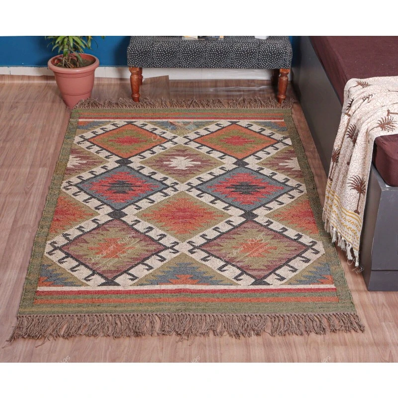 

Natural Indian Village Traditional Art Runner Rug Indian Dhurrie Indoor Outdoor