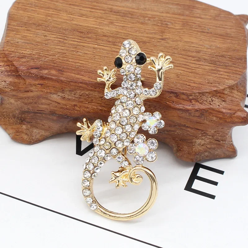 Women Men Crystal Alloy Lizard Gecko Brooch Women's Fashion Accessories