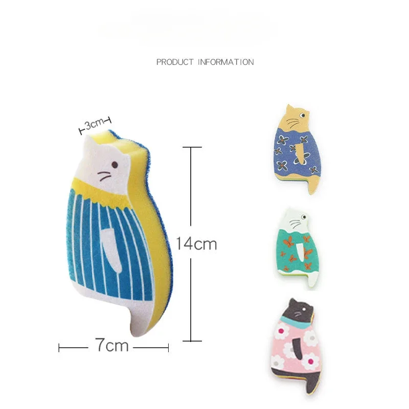 Japanese Kitchen Dishwashing Sponge Cat Cute Cartoon Dishwashing Cloth Cleaning Products Kitchen Supplies