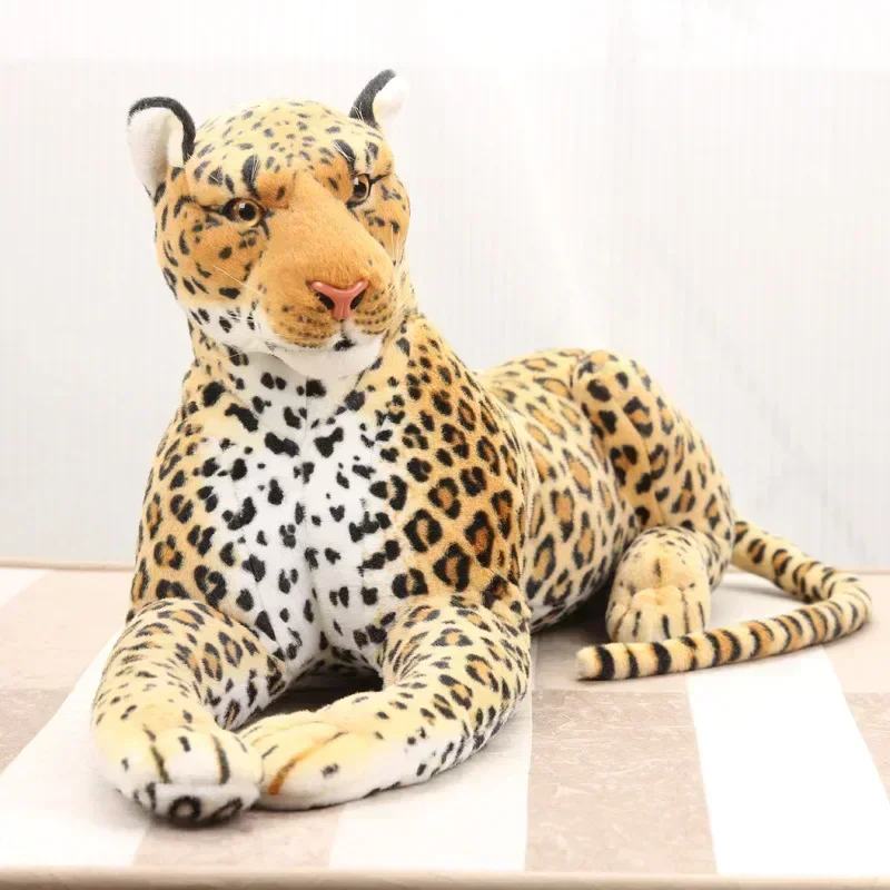 Simulation Animal Lying Leopard 133cm Doll Furniture Decoration Pillow Ornament Cartoon Animal Plush Toy Birthday Christmas Gift