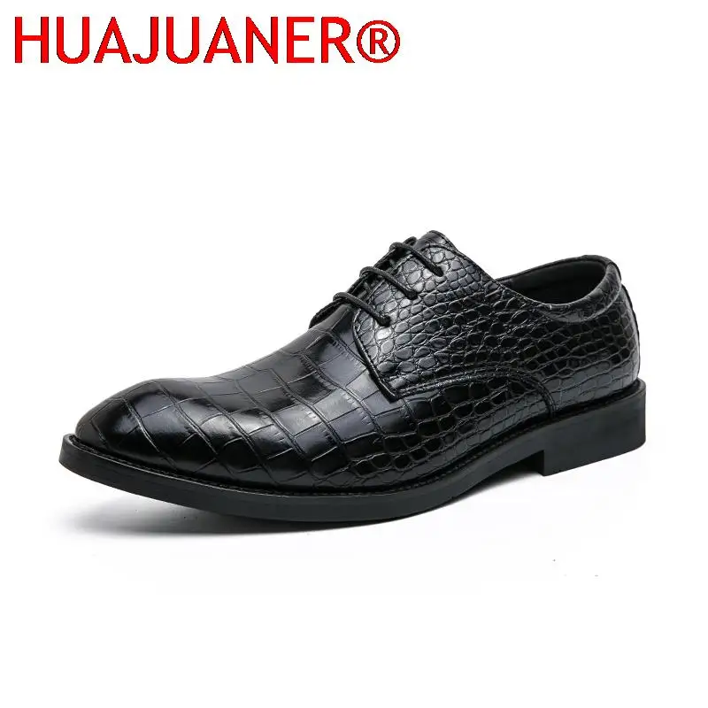 

Big Size 38-46 Mens Oxford Shoes Fashion Leather Crocodile Print Men's Dress Shoes Classic Business Formal Shoes for Men Casual