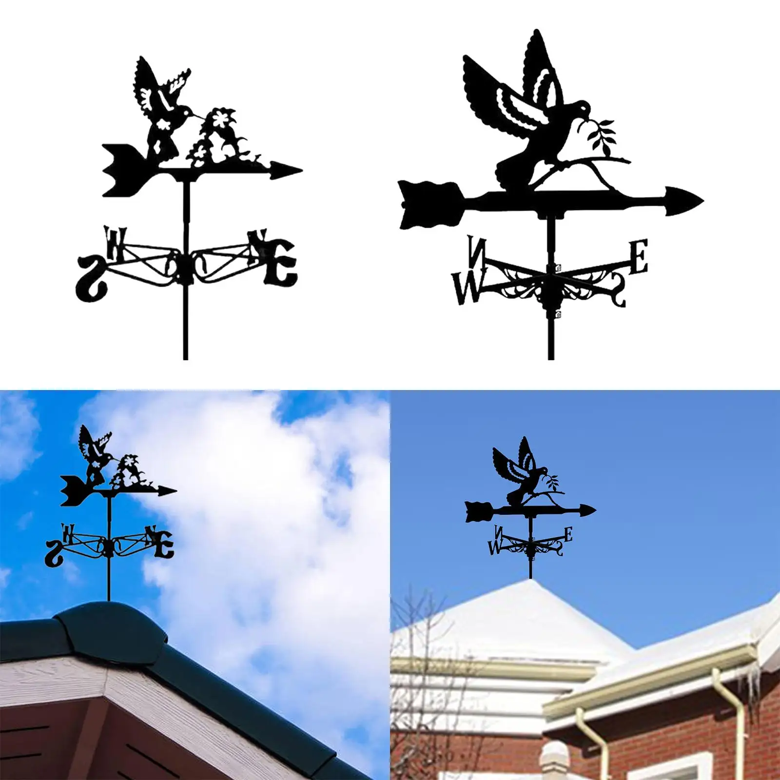 

Bird Metal Weathervane Wind Direction Indicator for Courtyard Garden