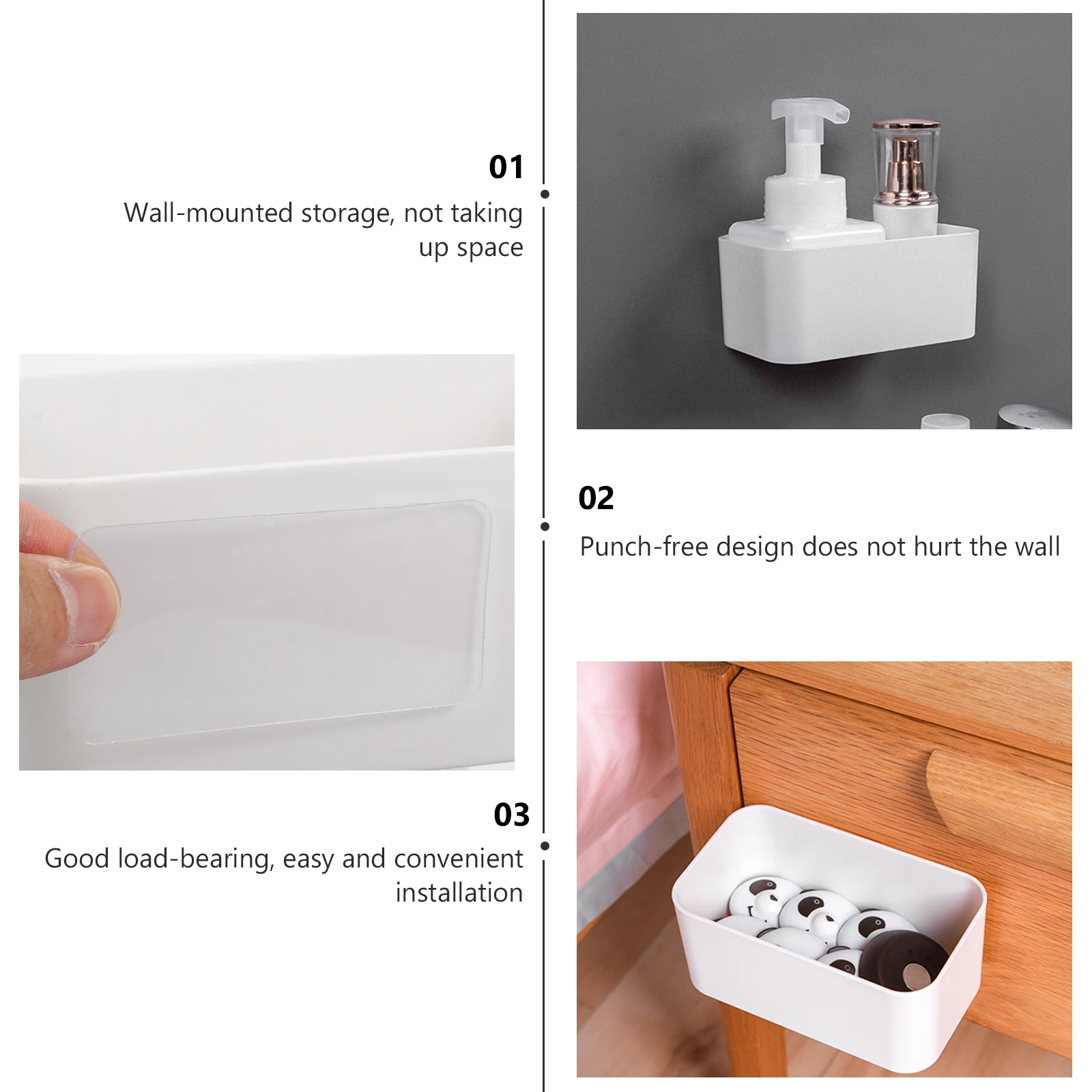 

3 Pcs Wall Storage Box Container Mounted Remote Holder Shelf Wall-Mounted Rack Car