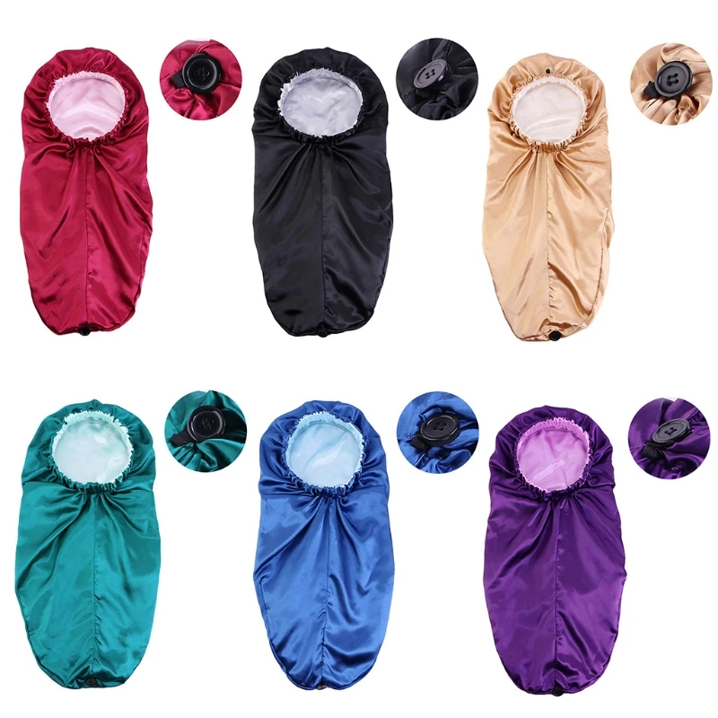 

Silky Sleeping Caps Elastic Sleep Double Layer Loose with Button