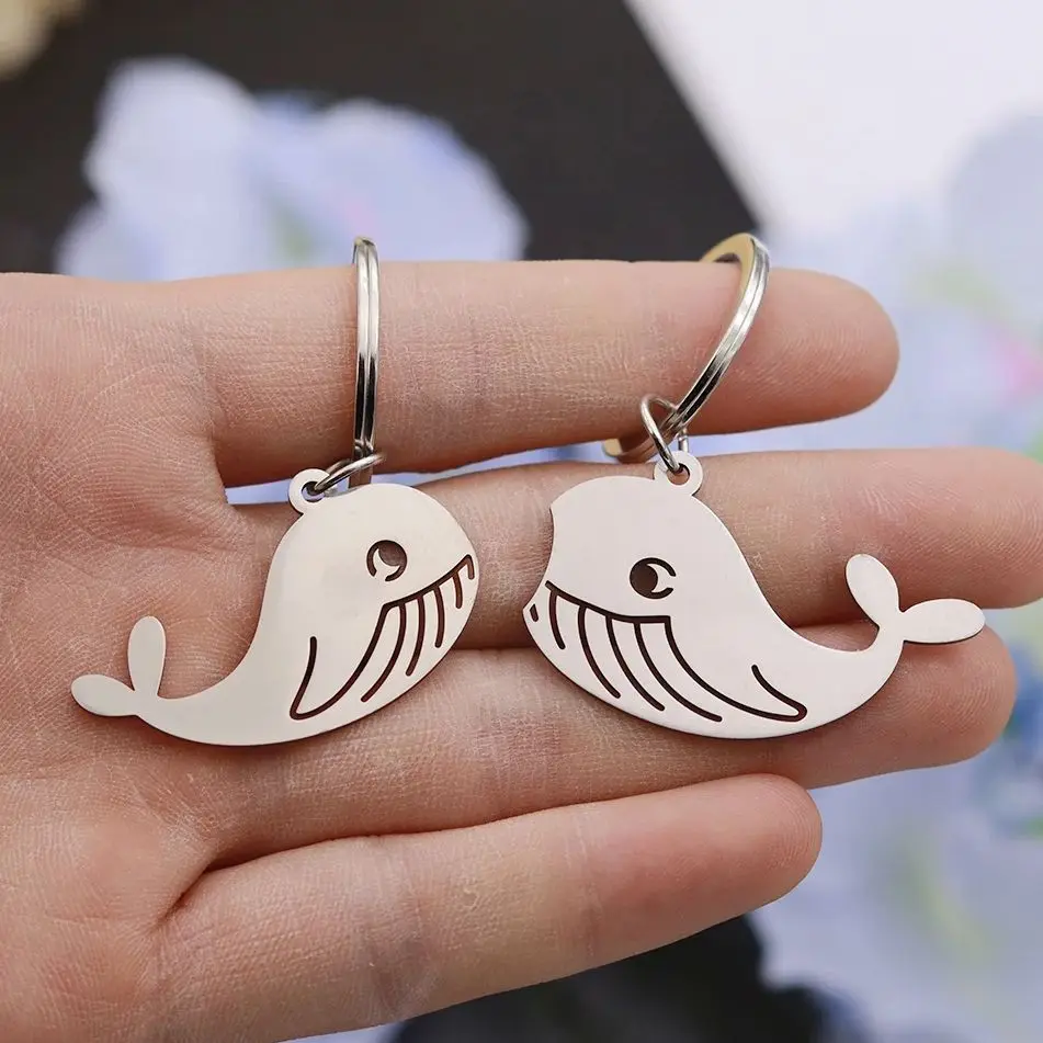 Couples Whale Splice Keychain Animal Loyal Keyring will never leave, cute and good-looking schoolbag, jewelry, pendant gift
