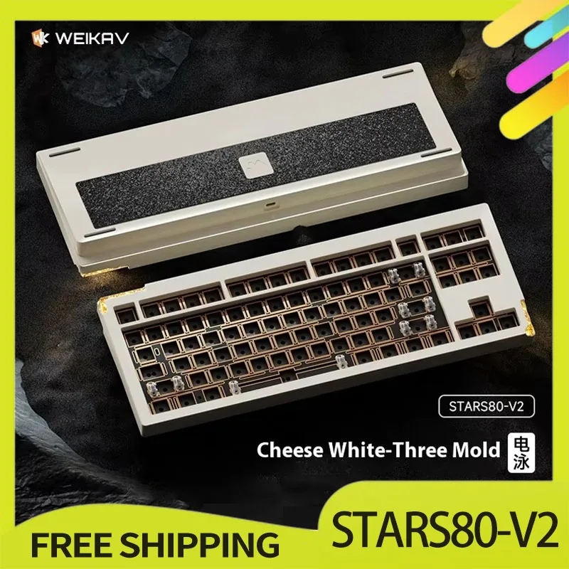 Weikav Stars80 V2 Mechanical Keyboard Kit Wireless Three Mode Rgb Hot-Swap Aluminum Alloy Customized Support Qmk/Via Accessories