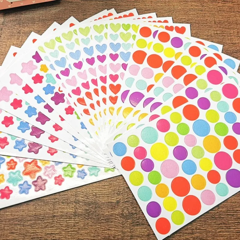 6sheet Reward Stickers for Children Colorful Flower Star Heart Dot Behavior Chart Scrapbook Sticker Student Teacher Supplies