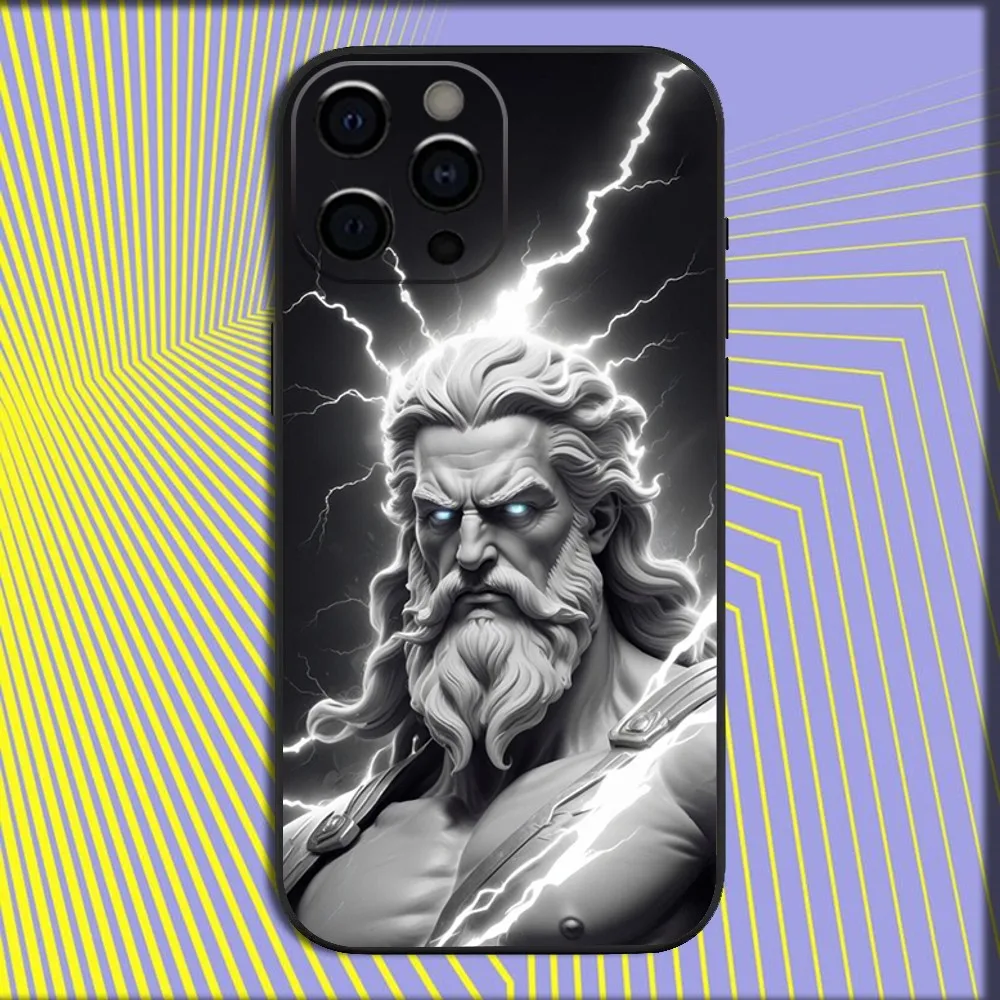 Greek God Statue Face Zeus Phone Case For iPhone 16,15,14,13,12,11,Pro,X,XS,Max,XR,Plus,Mini Soft Black Cover