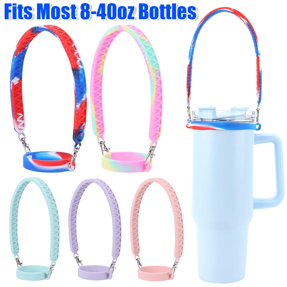 Portable Water Bottle Handle Compatible with Most 8-40oz Bottles Silicone Water Bottle Sling Holder for Stanley Cup Accessories