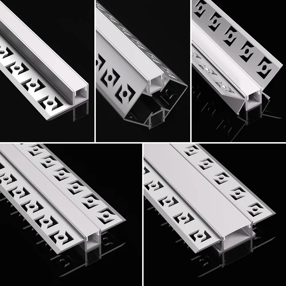 1-10pcs/lot Embedded LED Profiles for Indoor Lighting Wall Decor Aluminum Hard Bar Light Fixture Ceiling Wall Linear Strip Lamps