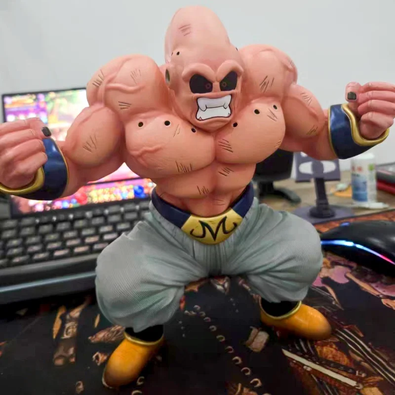 24cm em estoque dragon ball z muscular buu figura de ação majin buu anime figuras estátua pvc desktop ornamentado coleção modelo brinquedos