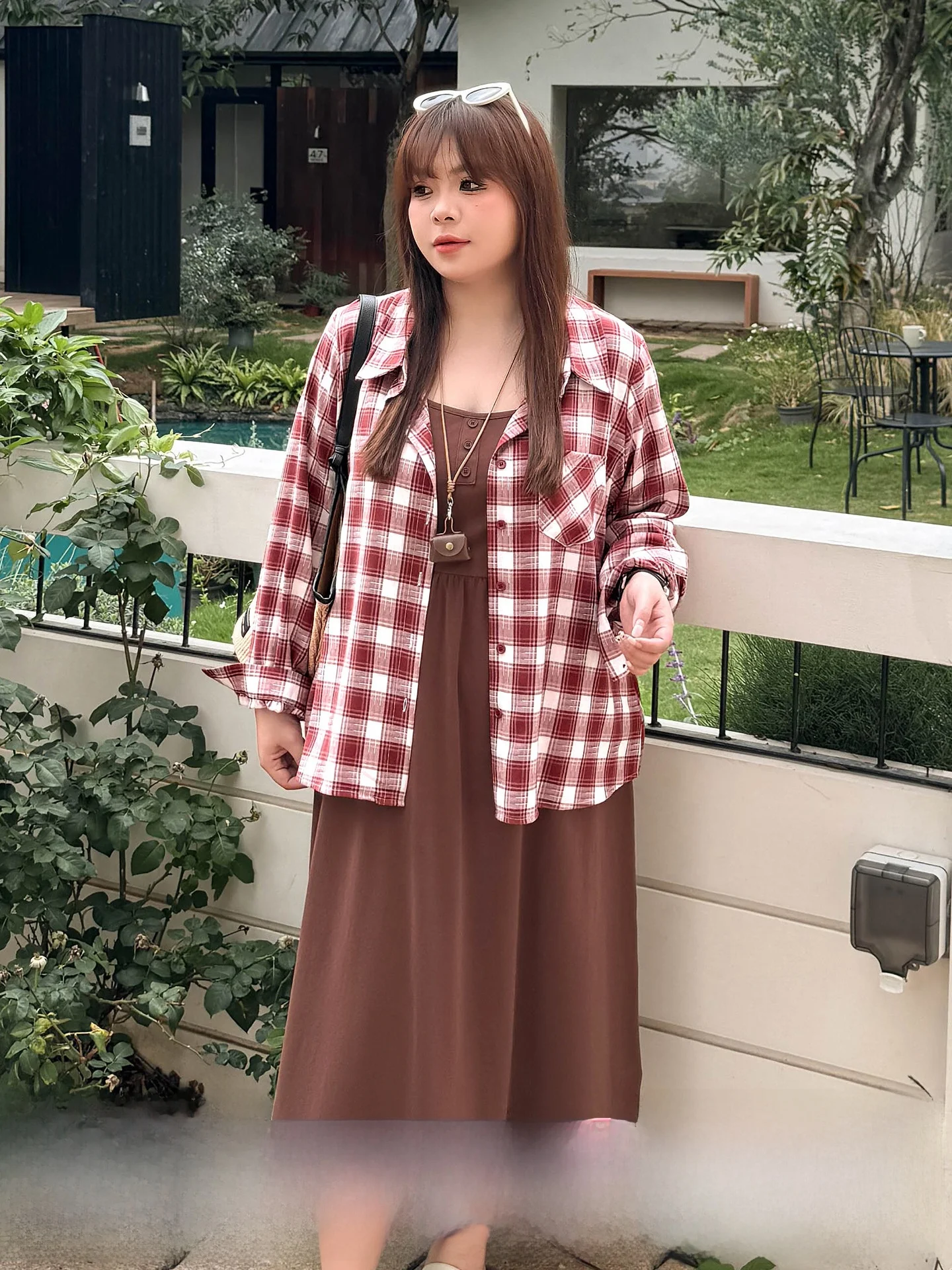 

plus Size Women's Unique Beautiful Small Set Loose Plaid Shirt Strap Dress Two Piece Set Spring Summer Casual Stylish Fashion