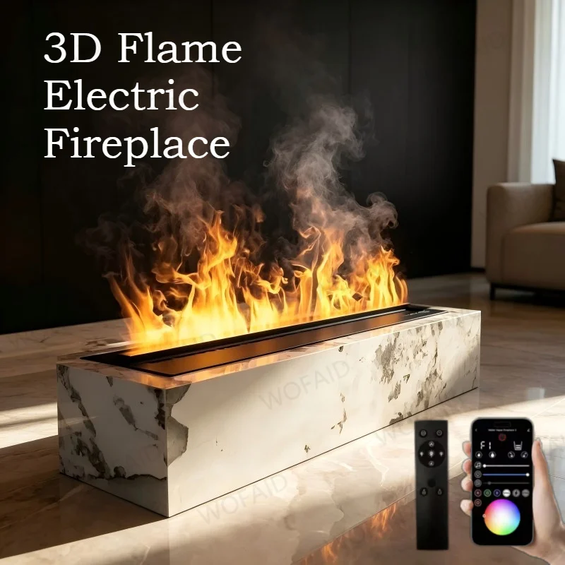 

3D Flame Electric Fireplace, Water Mist Vapor Technology Realistic Burning Logs Effect RGB Color Changing Remote Control firebox