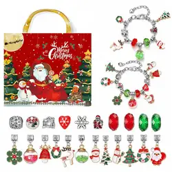 Christmas Jewellery Advent Calendar Countdown Pendant Calendar Box Charming Bracelet 2025 New Year Filler Gifts for Girls Kids