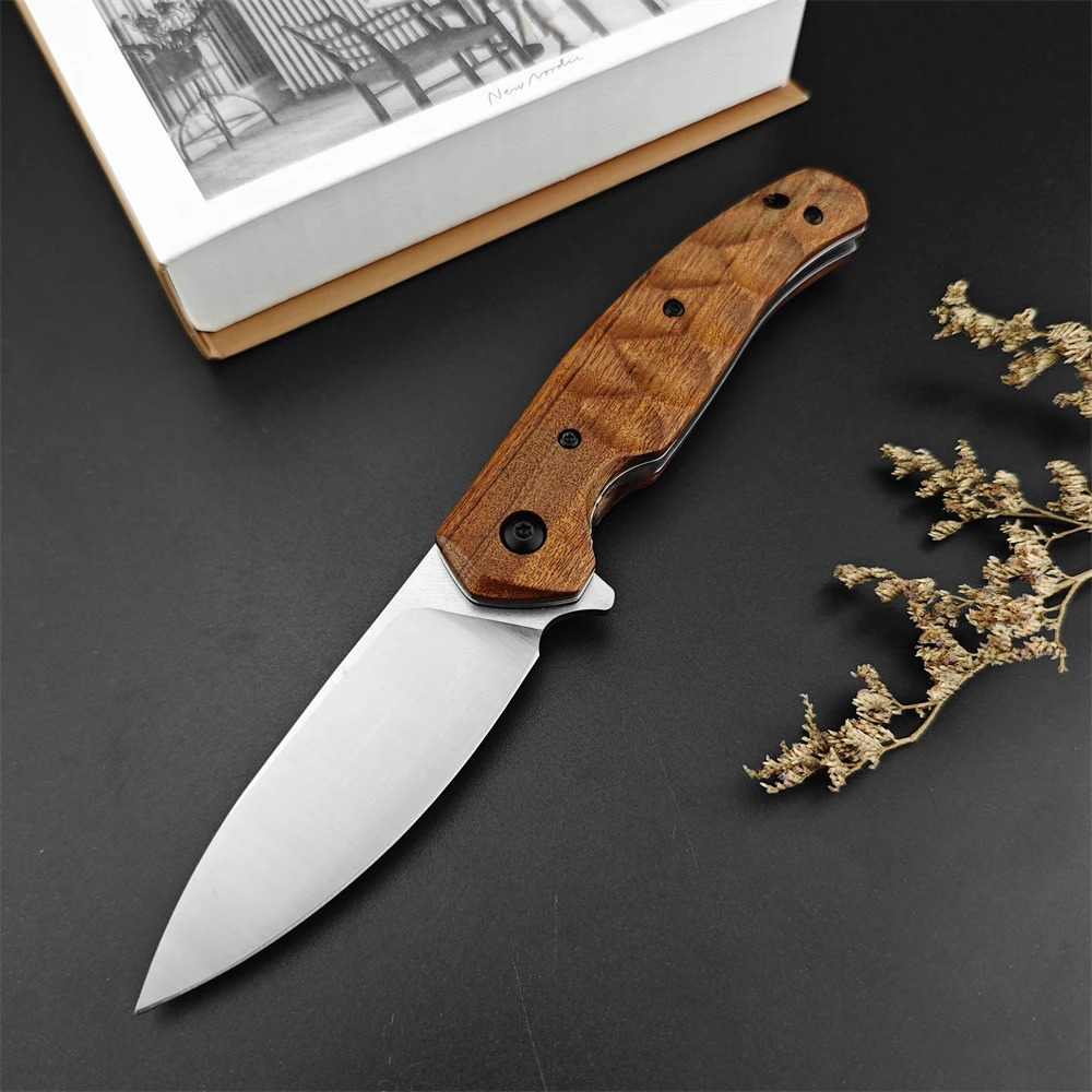 

D2 Drop Point Knife Blade Sandalwood Handle Hunting Pocket Belt Knife EDC Outdoor Survival Tactical Knife Military Multi Tool