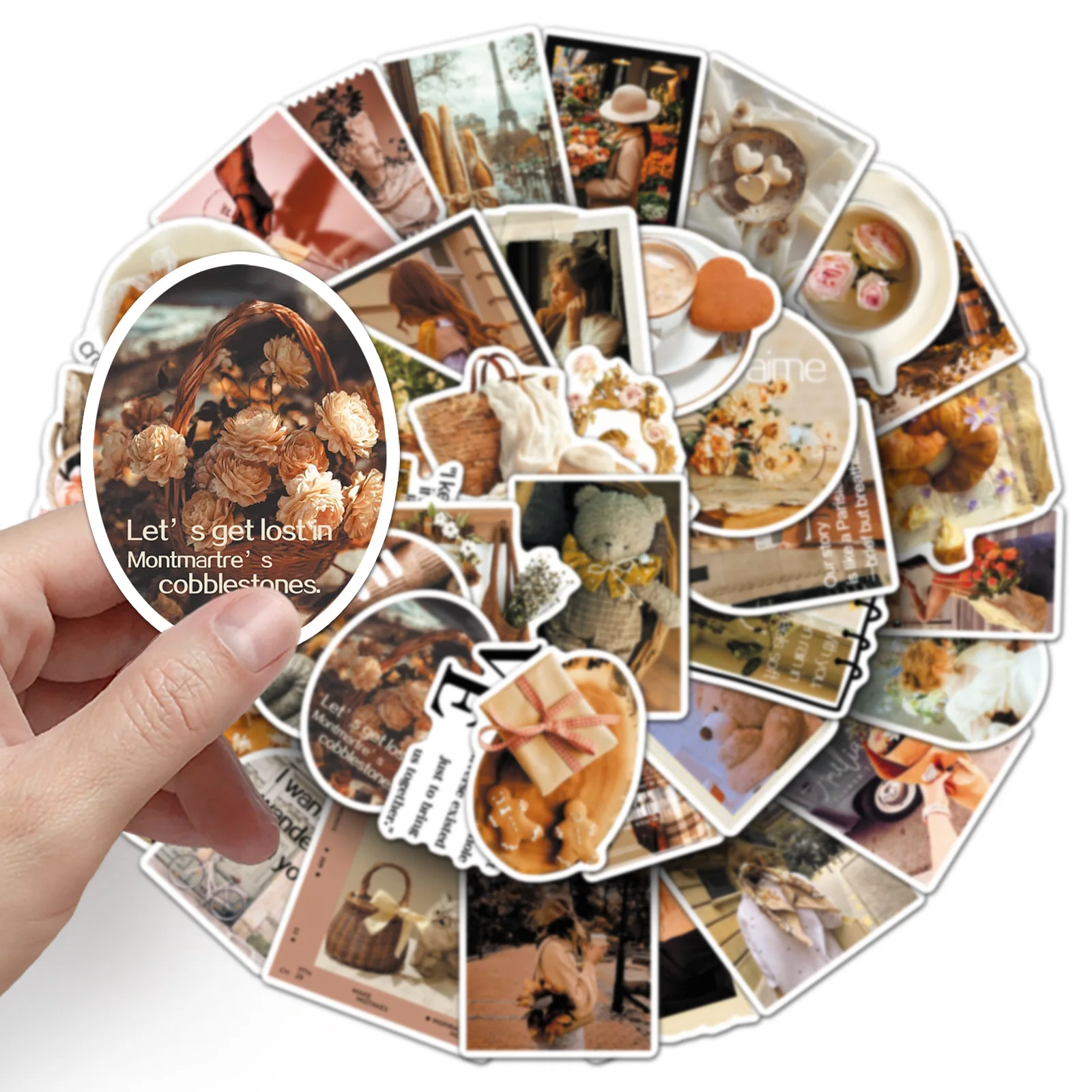10/50 PIÈCES Français Romance INS Style Autocollants Créativité Rétro Graffiti Décoration BRICOLAGE Carnet Valise Guitare Téléphone Jouets Autocollants