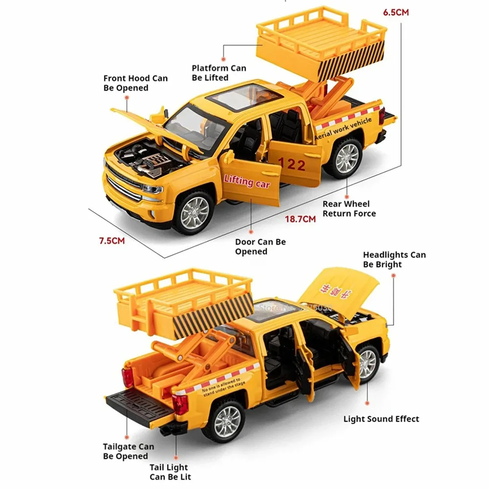 1/32 Höhen betrieb Heben Auto Auto Modell Legierung Druckguss mit Schall licht zurückziehen Funktion Spielzeug Fahrzeug sammeln Geschenke