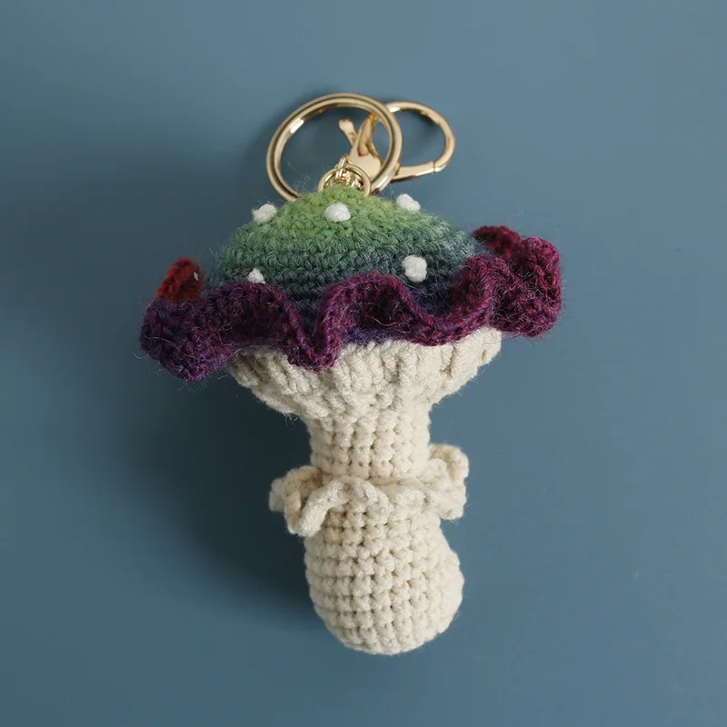 

Вязаные крючком брелоки-грибы с градиентным цветом, ручной работы, для сумок, уникальные брелоки-грибы