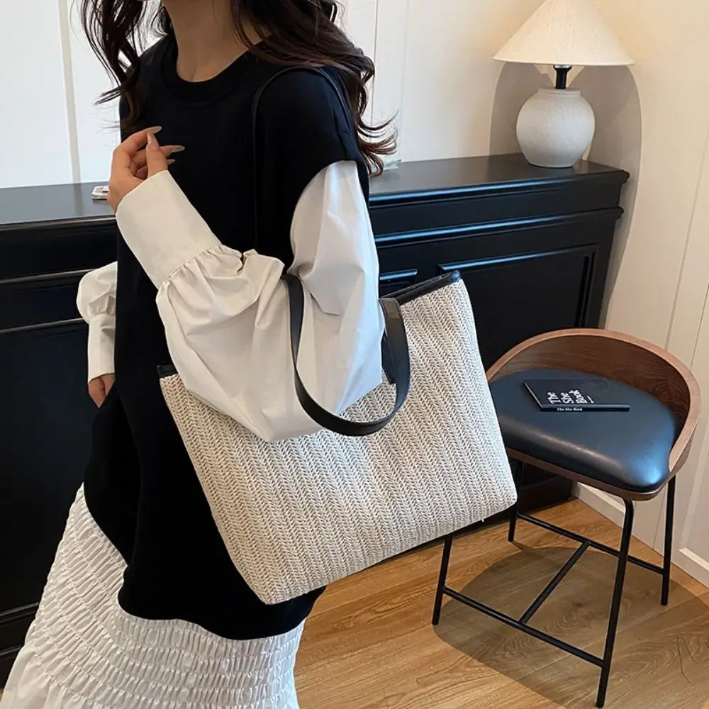 

Fashion Summer Weave Straw Bag Leisure Casual Straw Shoulder Bag Boho Beach Tote Bag for Women