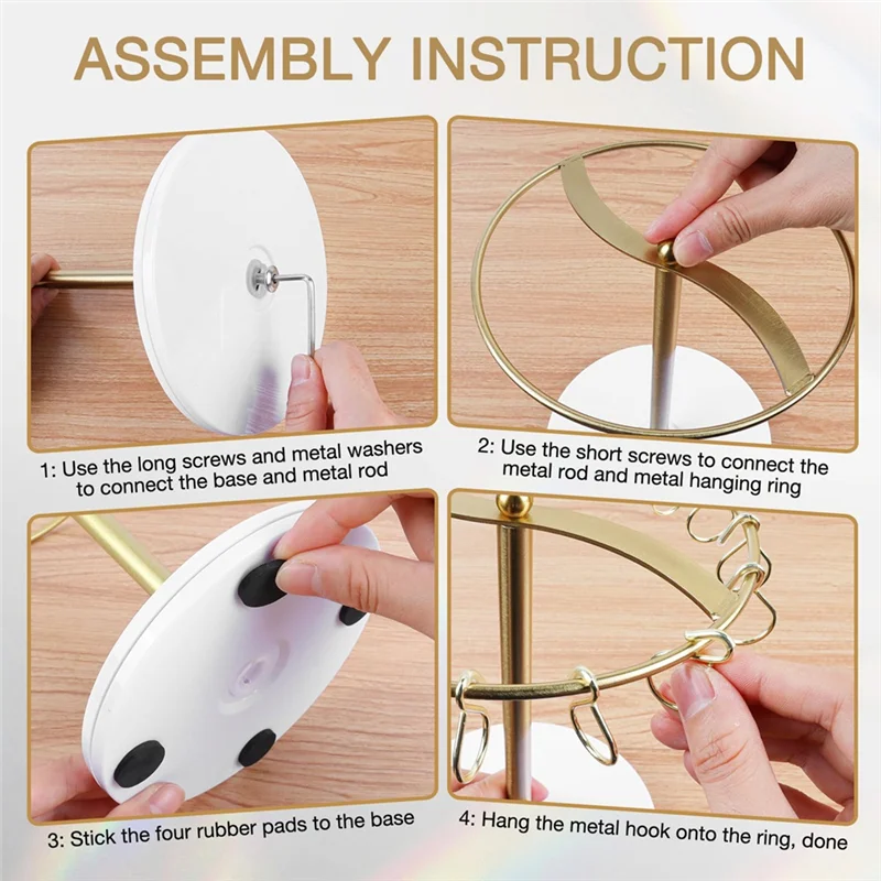 

A74E-For Bedroom Bathroom Decor Claw Clip Organizer Holder Stand, 360-Degree Rotating Metal Hair Clip Storage Display