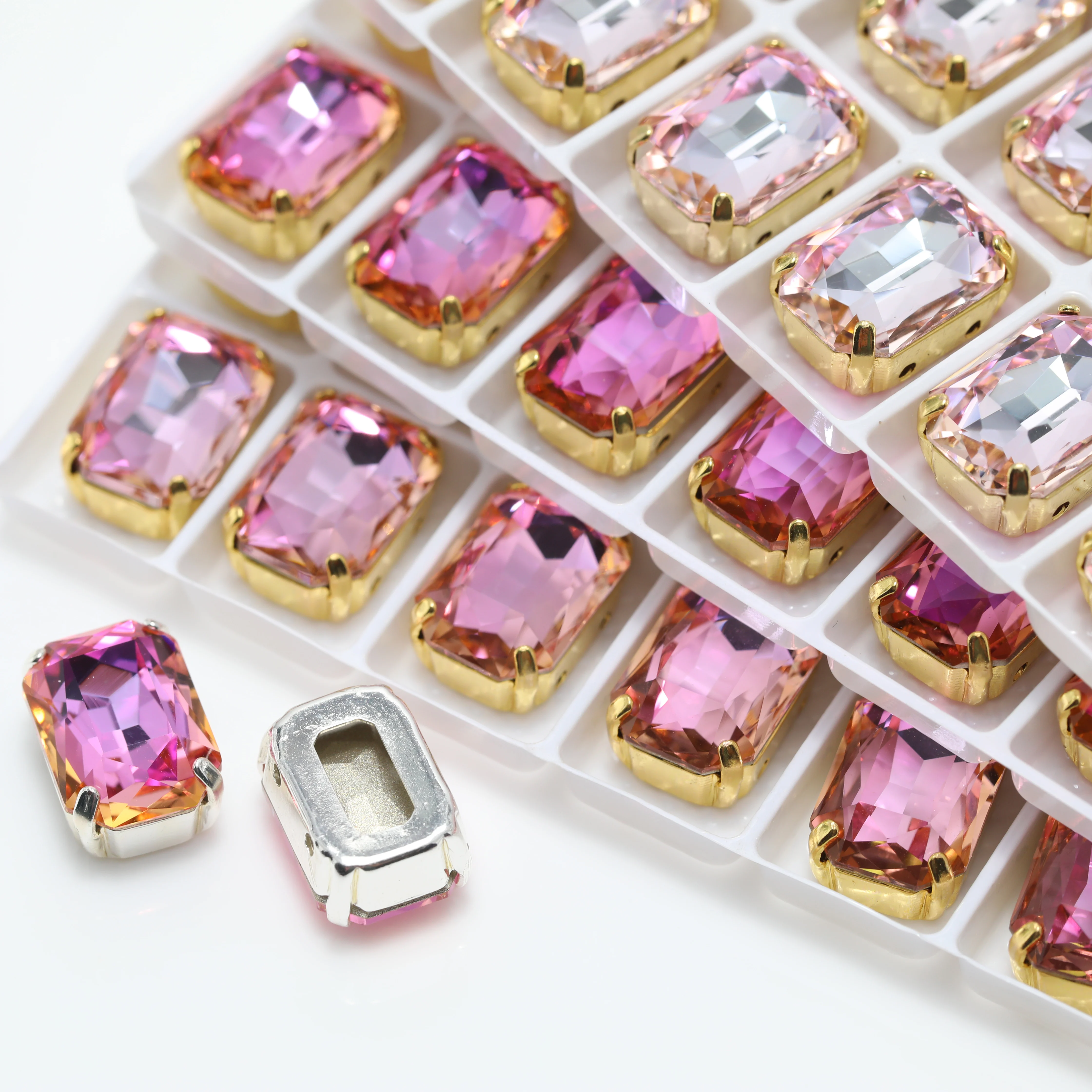 4627 Cushion Octagon Fancy Stone Claw Rhinestones Shiny Crystal Stone Peach Apricot Bloom Series DIY for Bag Shoes Wedding Dress