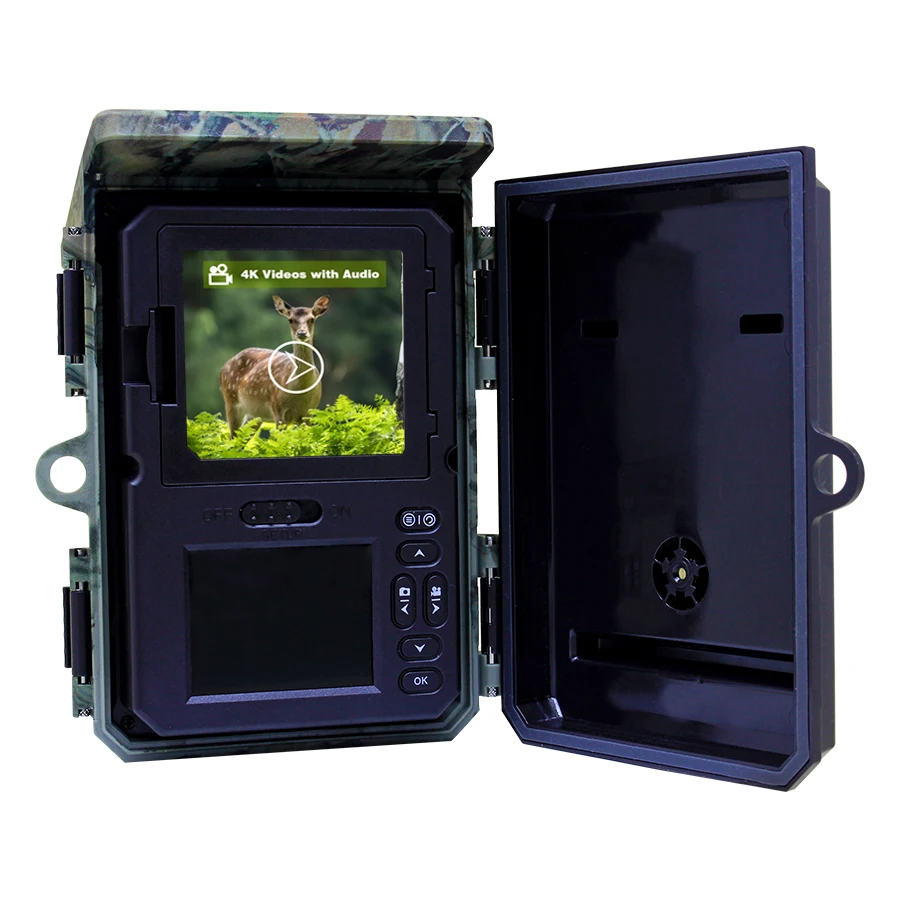 Solar Powered Hunting Camera 4K 48MP Video Photo Wildlife Night Vision Trail Cam Motion Activated Photo Trap Waterproof IP66