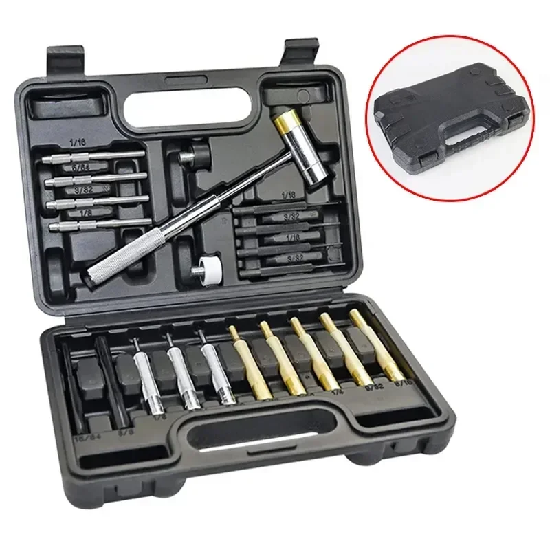 

Portable Tools Gunsmithing 21pcs Professional Hammer Gun Punch Tools Brass Dual-sided Punch Maintenance Roll Kit Hand Set