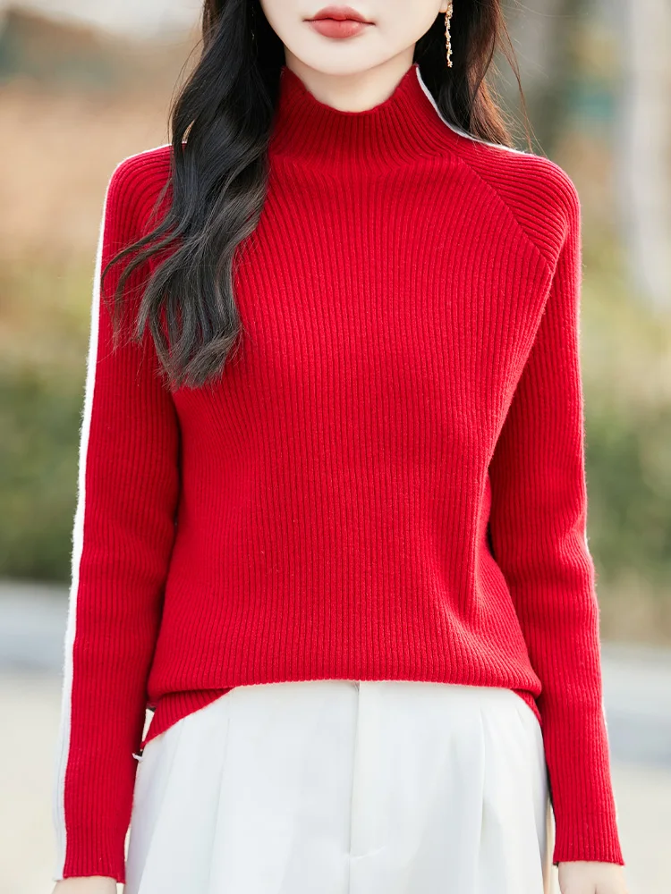 25 haut de gamme printemps et automne nouveau col Semi-haut pour femmes pull Simple et à la mode pull tricoté 100 laine Pure ZA680