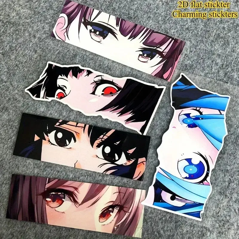 

1PC Anime Girl Eyes Peeking Waterproof Vinyl Stickers For Car Motorcycle Helmet Laptop Bike Decor Decal