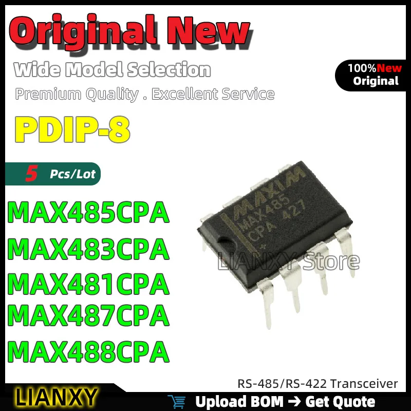 

5 шт. PDIP-8 MAX485CPA MAX483CPA MAX481CPA MAX487CPA MAX488CPA RS-485/RS-422 трансивер новый оригинальный