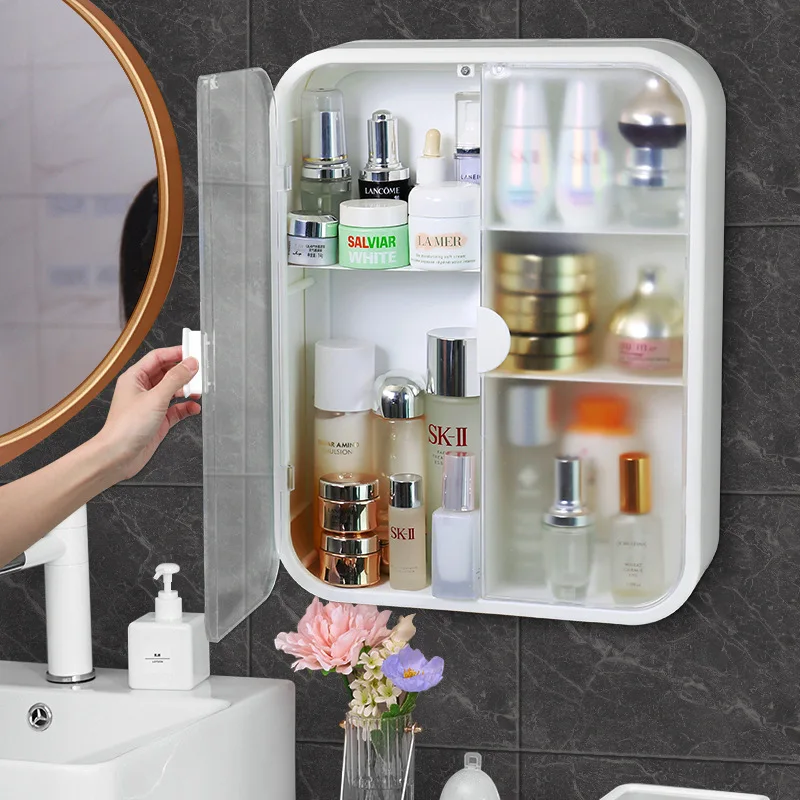 Bathroom Wall Hanging Makeup Storage Box without Punching Drawer-type Makeup Organizer Cosmetic Storage Box Jewelry Organizer