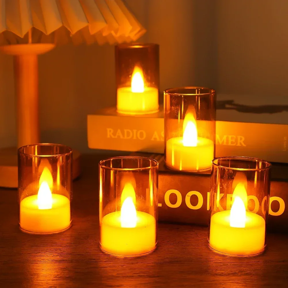 Imagem -03 - Velas Acrílicas Led com Bateria Operada Tealight sem Chama Falso Velas Lâmpada Casamento e Festa de Aniversário Decoração Home Lights 1pc 10 Pcs