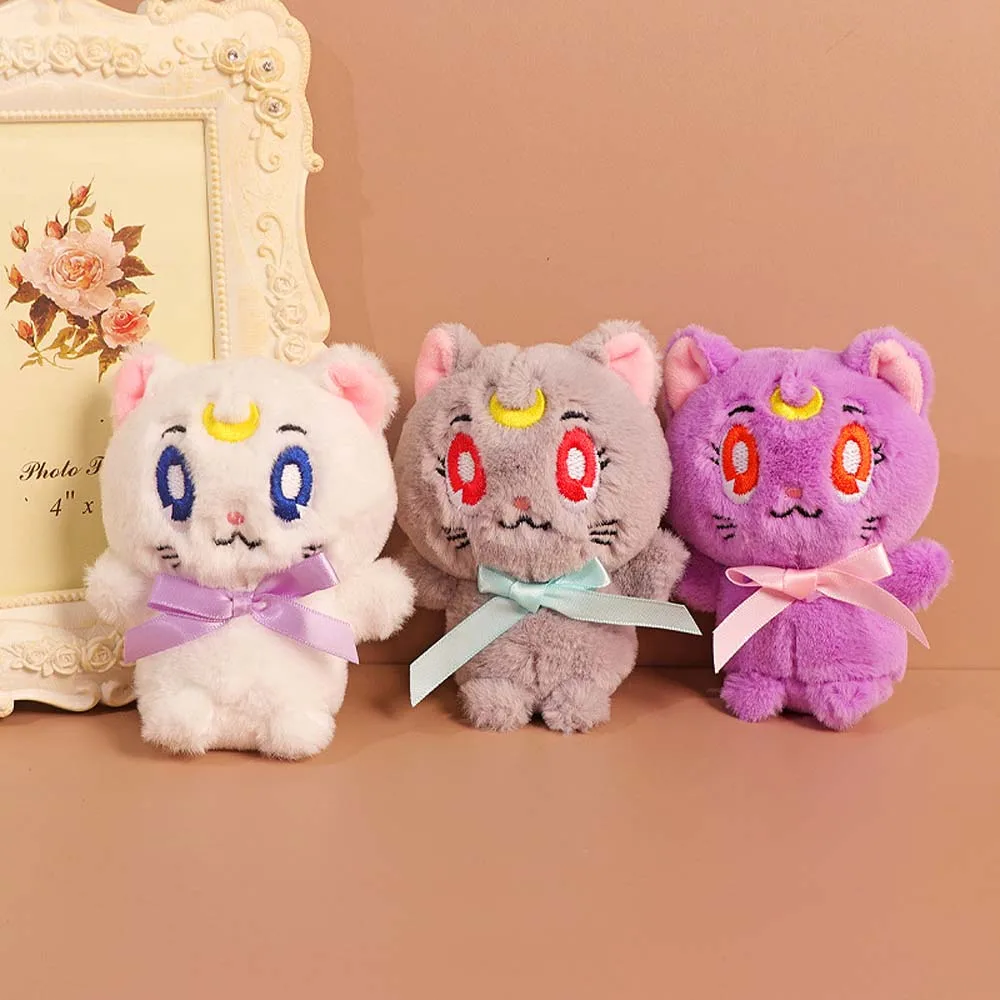 

12CM Kawaii Anime Sailor Moon Luna Cat Plush Dolls Keychain Bag Pendant Toys Cartoon Pluche Doll Bag Ornaments Christmas Gifts